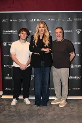 IPA85937270 - Rome: Casa del Cinema. Presentation of the Filming Italy Sardegna Festival. Pictured: Mattia Cirilli, Tiziana Rocca, Gabriele Cirilli  Copyright: xMaurizioxD Avanzox xDxAvanzo Provvisionatox 85937270