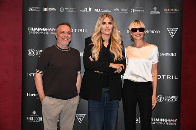 IPA85937343 - Rome: Casa del Cinema. Presentation of the Filming Italy Sardegna Festival. Pictured: Gabriele Cirilli, Tiziana Rocca, Micaela Ramazzotti; Gabriele Cirilli, Tiziana Rocca, Micaela Ramazzotti  Copyright: xMaurizioxD Avanzox xDxAvanzo Provvisionatox 85937343