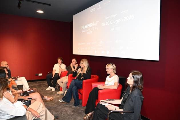 IPA85937413 - Rome: Casa del Cinema. Presentation of the Filming Italy Sardegna Festival. Pictured: Mattia Cirilli, Gabriele Cirilli, Tiziana Rocca, Micaela Ramazzotti, Domizia De Rosa  Copyright: xMaurizioxD Avanzox xDxAvanzo Provvisionatox 85937413