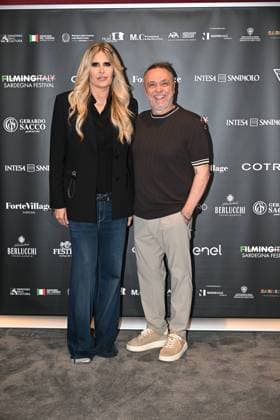 IPA85937263 - Rome: Casa del Cinema. Presentation of the Filming Italy Sardegna Festival. Pictured: Tiziana Rocca, Gabriele Cirilli  Copyright: xMaurizioxD Avanzox xDxAvanzo Provvisionatox 85937263