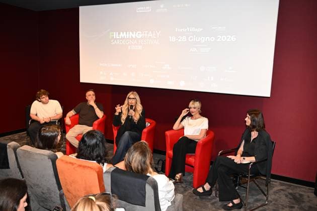 IPA85937393 - Rome: Casa del Cinema. Presentation of the Filming Italy Sardegna Festival. Pictured: Mattia Cirilli, Gabriele Cirilli, Tiziana Rocca, Micaela Ramazzotti, Domizia De Rosa  Copyright: xMaurizioxD Avanzox xDxAvanzo Provvisionatox 85937393