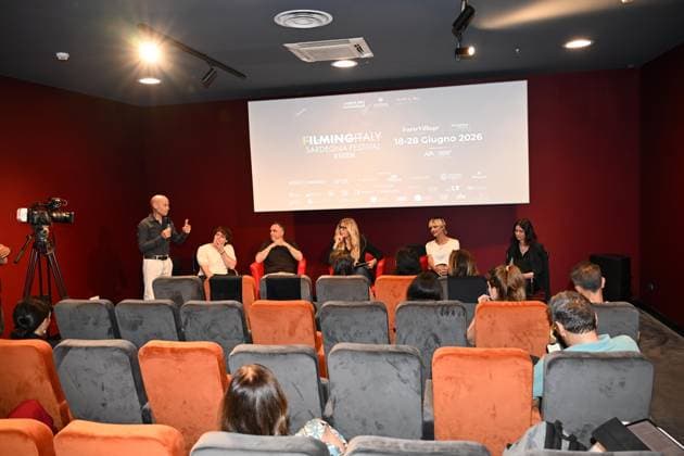 IPA85937405 - Rome: Casa del Cinema. Presentation of the Filming Italy Sardegna Festival. Pictured: Mattia Cirilli, Gabriele Cirilli, Tiziana Rocca, Micaela Ramazzotti, Domizia De Rosa  Copyright: xMaurizioxD Avanzox xDxAvanzo Provvisionatox 85937405