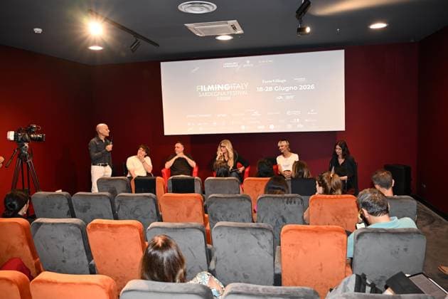 IPA85937407 - Rome: Casa del Cinema. Presentation of the Filming Italy Sardegna Festival. Pictured: Mattia Cirilli, Gabriele Cirilli, Tiziana Rocca, Micaela Ramazzotti, Domizia De Rosa  Copyright: xMaurizioxD Avanzox xDxAvanzo Provvisionatox 85937407