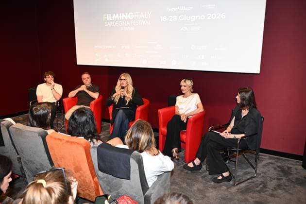 IPA85937410 - Rome: Casa del Cinema. Presentation of the Filming Italy Sardegna Festival. Pictured: Mattia Cirilli, Gabriele Cirilli, Tiziana Rocca, Micaela Ramazzotti, Domizia De Rosa  Copyright: xMaurizioxD Avanzox xDxAvanzo Provvisionatox 85937410