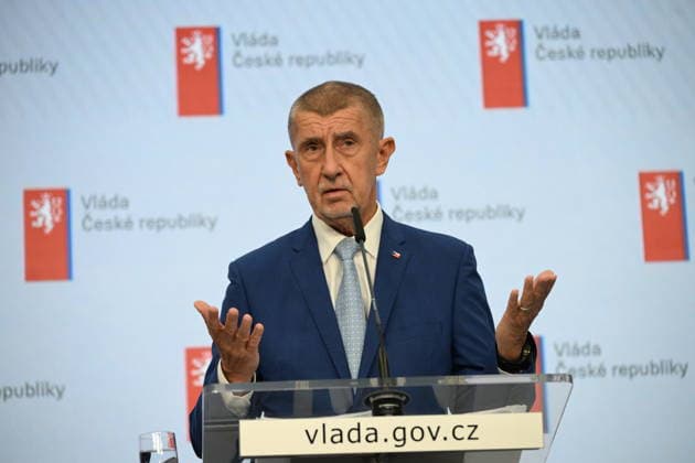 Czech Prime Minister Andrej Babis (ANO) at a press conference following a cabinet meeting to decide on the composition of the Czech delegation to the July NATO summit in Ankara, in Prague, Czech Republic, on June 22, 2026. (CTKxPhoto KaterinaxSulova) CTKPhotoP2026062205615  CTKPhotoP2026062205615