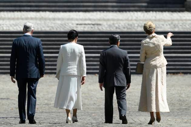 State Visit of the Emperor and the Empress of Japan to Belgium LAEKEN, BELGIUM - JUNE 22 : King Philippe - Filip of Belgium, Empress Masako of Japan, Emperor Naruhito of Japan and Queen Mathilde of Belgium pictured at the Castle of Laeken during the state visit of the Emperor and Empress of Japan to Belgium, on June 22, 2026 in Laeken, Belgium, 22 06 2026 Laeken Belgium  Copyright: xPhilipxReynaersx