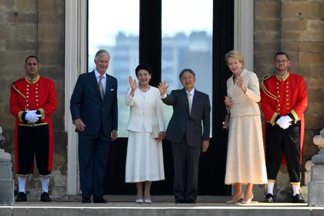 State Visit of the Emperor and the Empress of Japan to Belgium LAEKEN, BELGIUM - JUNE 22 : King Philippe - Filip of Belgium, Empress Masako of Japan, Emperor Naruhito of Japan and Queen Mathilde of Belgium pictured at the Castle of Laeken during the state visit of the Emperor and Empress of Japan to Belgium, on June 22, 2026 in Laeken, Belgium, 22 06 2026 Laeken Belgium  Copyright: xPhilipxReynaersx