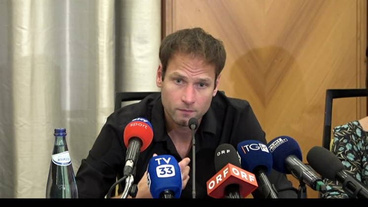 IPA85940496 - Bolzano: Alex Schwazer has called a press conference to make important announcements. These announcements concern new doping allegations brought by the German National Anti-Doping Agency. Image frame distributed by this Agency exclusively for editorial purposes. The material may originate from social media, television broadcasters, press offices, or other publicly accessible third-party sources. The Agency does not claim any ownership rights, copyrights, or licenses to the material. Any fees charged apply exclusively to the Agency’s services. The user is responsible for verifying and obtaining any rights, authorizations, or consents necessary for the use of the material.  Copyright: xAgenziaxFotogrammax xAgenziaxFotogrammax 85940496