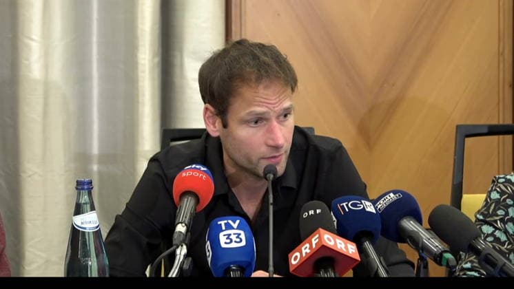 IPA85940498 - Bolzano: Alex Schwazer has called a press conference to make important announcements. These announcements concern new doping allegations brought by the German National Anti-Doping Agency. Image frame distributed by this Agency exclusively for editorial purposes. The material may originate from social media, television broadcasters, press offices, or other publicly accessible third-party sources. The Agency does not claim any ownership rights, copyrights, or licenses to the material. Any fees charged apply exclusively to the Agency’s services. The user is responsible for verifying and obtaining any rights, authorizations, or consents necessary for the use of the material.  Copyright: xAgenziaxFotogrammax xAgenziaxFotogrammax 85940498