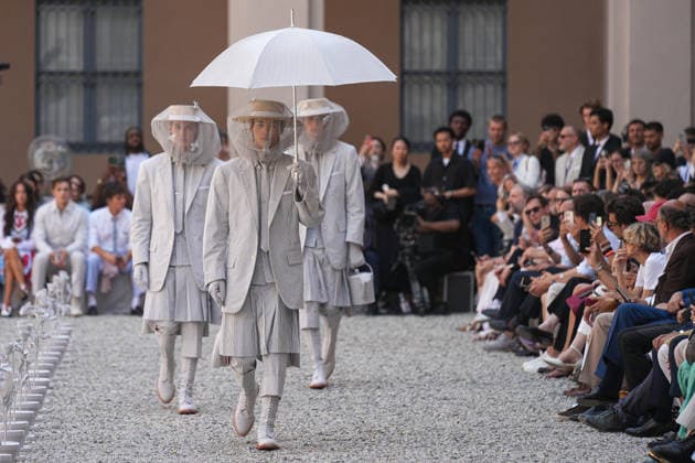 IPA85942148 - Milan, Milan Men™s Fashion Week Spring Summer 2027 - Men™s Fashion, Spring Summer 2027 - Thom Browne fashion show - runway in the photo: Model  Copyright: xRiccardoxGIordanox xRiccardoxGiordanox 85942148