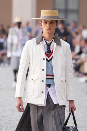 IPA85942182 - Milan, Milan Men™s Fashion Week Spring Summer 2027 - Men™s Fashion, Spring Summer 2027 - Thom Browne fashion show - runway in the photo: Model  Copyright: xRiccardoxGIordanox xRiccardoxGiordanox 85942182