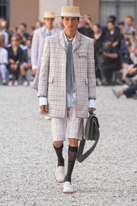 IPA85942188 - Milan, Milan Men™s Fashion Week Spring Summer 2027 - Men™s Fashion, Spring Summer 2027 - Thom Browne fashion show - runway in the photo: Model  Copyright: xRiccardoxGIordanox xRiccardoxGiordanox 85942188