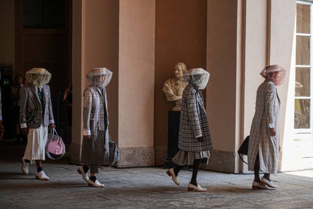 IPA85942325 - Milan, Milan Men™s Fashion Week Spring Summer 2027 - Men™s Fashion, Spring Summer 2027 - Thom Browne fashion show - runway in the photo: Model  Copyright: xRiccardoxGIordanox xRiccardoxGiordanox 85942325