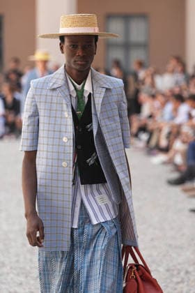 IPA85942286 - Milan, Milan Men™s Fashion Week Spring Summer 2027 - Men™s Fashion, Spring Summer 2027 - Thom Browne fashion show - runway in the photo: Model  Copyright: xRiccardoxGIordanox xRiccardoxGiordanox 85942286