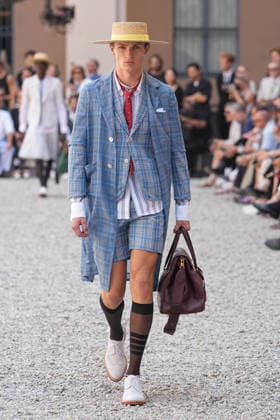IPA85942288 - Milan, Milan Men™s Fashion Week Spring Summer 2027 - Men™s Fashion, Spring Summer 2027 - Thom Browne fashion show - runway in the photo: Model  Copyright: xRiccardoxGIordanox xRiccardoxGiordanox 85942288