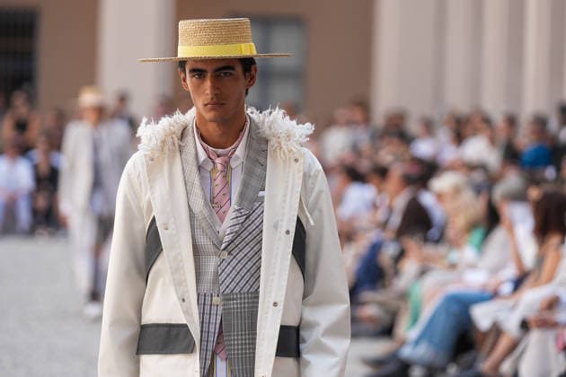 IPA85942301 - Milan, Milan Men™s Fashion Week Spring Summer 2027 - Men™s Fashion, Spring Summer 2027 - Thom Browne fashion show - runway in the photo: Model  Copyright: xRiccardoxGIordanox xRiccardoxGiordanox 85942301