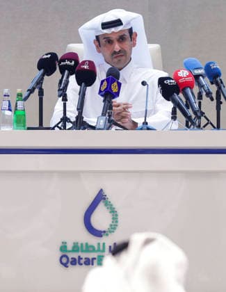Saad bin Sherida Al Kaabi press conference Qatar s Minister of State for Energy Affairs and President and CEO of QatarEnergy, Saad Sherida Al-Kaabi, speaks during a press conference in Doha, Qatar, on June 22, 2026. QatarEnergy held the briefing following an operational incident that resulted in an explosion and fire at the Barzan gas processing facility in Ras Laffan Industrial City on the evening of June 21. DOHA Qatar Copyright: xNOUSHADx
