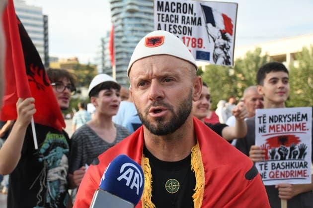 Protests against the tourism project in Albania, continue for 23rd consecutive day TIRANA, ALBANIA - JUNE 22: Hundreds of demonstrators march along the National Martyrs Boulevard toward the Prime Ministry building on the 23rd consecutive day of protests in Tirana, Albania, on June 22, 2026. Gathering at Skanderbeg Square under the slogan Albania is not for sale , the crowds expressed fierce opposition to a multi-million dollar luxury tourism development project planned for the protected Zvernec region in the coastal city of Vlora. The controversial project is allegedly linked to Jared Kushner and Ivanka Trump, the son-in-law and daughter of U.S. President Donald Trump, involving the privatization of pristine public coastlines. The demonstr  Copyright: x2026xAnadoluxOlsixShehux