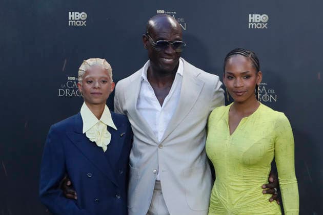 June 22, 2026, Madrid, Madrid, Spain: British actress PHOEBE CAMPBELL (L) who plays Lady Rhaena Targaryen, British actor STEVE TOUSSAINT (C) who plays Lord Corlys Velaryon and British actress BETHANY ANTONIA (R) who plays Lady Baela Targaryen pose together on the red carpet during the special screening event for the first episode of season three of the HBO series House of the Dragon . The premiere was held at the Terraza del Campo del Moro in Madrid. The highly anticipated fantasy series is based on George R R Martins book Fire and Blood and explores the epic history of House Targaryen set two hundred years before the events of Game of Thrones Madrid Spain - ZUMAo127 20260622_zep_o127_139 Copyright: xHugoxOrtunox