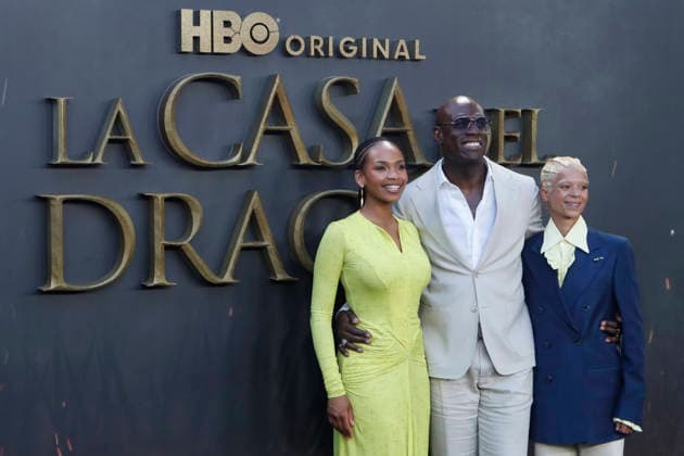 June 22, 2026, Madrid, Madrid, Spain: British actress PHOEBE CAMPBELL (L) who plays Lady Rhaena Targaryen, British actor STEVE TOUSSAINT (C) who plays Lord Corlys Velaryon and British actress BETHANY ANTONIA (R) who plays Lady Baela Targaryen pose together on the red carpet during the special screening event for the first episode of season three of the HBO series House of the Dragon . Madrid Spain - ZUMAo127 20260622_zep_o127_170 Copyright: xHugoxOrtunox
