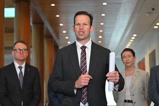 MATT CANAVAN PRESSER, Nationals Leader Matt Canavan and fellow coalition members and senators at a press conference at Parliament House in Canberra, Tuesday, June 23, 2026. ( NO ARCHIVING CANBERRA AUSTRALIAN CAPITAL TERRITORY AUSTRALIA  Copyright: xMICKxTSIKASx 20260623157343800255