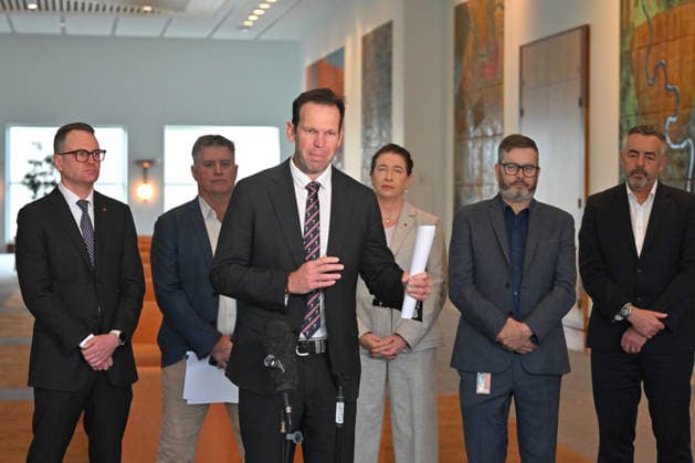 MATT CANAVAN PRESSER, Nationals Leader Matt Canavan and fellow coalition members and senators at a press conference at Parliament House in Canberra, Tuesday, June 23, 2026. ( NO ARCHIVING CANBERRA AUSTRALIAN CAPITAL TERRITORY AUSTRALIA  Copyright: xMICKxTSIKASx 20260623188671584079