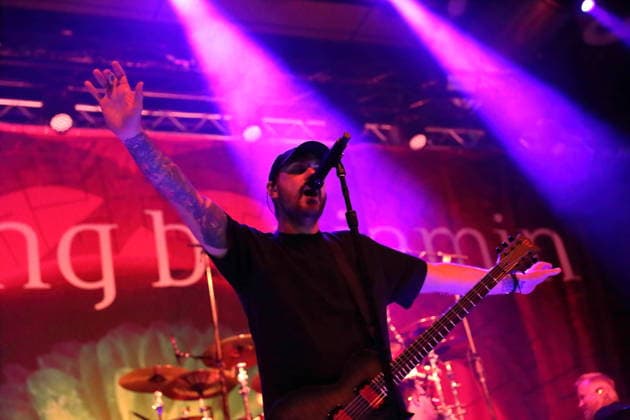 Benjamin Burnley of the band Breaking Benjamin at a concert at Huxleys Neue Welt in Berlin, June 22, 2026 Breaking Benjamin Concert Berlin,detected_source_language