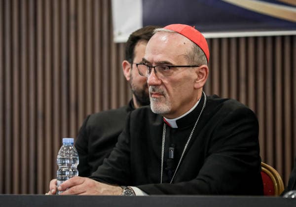 Latin Patriarch of Jerusalem Pizzaballa visits Al-Azhar University in Gaza GAZA, PALESTINE - JUNE 22: Pierbattista Pizzaballa, the Latin Patriarch of Jerusalem, attends a session titled Religions, Coexistence, and the Values of Peace, where he emphasized the importance of interfaith dialogue, tolerance, and a culture of peace during his visit in Al-Azhar University in Gaza with an accompanying delegation, in Gaza, Palestine on June 22, 2026. Abdalhkem Abu Riash Anadolu Gaza Gaza. Editorial use only. Please get in touch for any other usage.  Copyright: x2026xAnadoluxAbdalhkemxAbuxRiashx