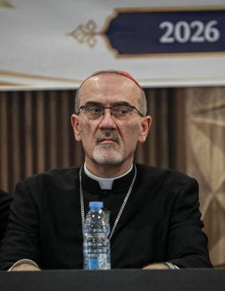 Latin Patriarch of Jerusalem Pizzaballa visits Al-Azhar University in Gaza GAZA, PALESTINE - JUNE 22: Pierbattista Pizzaballa, the Latin Patriarch of Jerusalem, attends a session titled Religions, Coexistence, and the Values of Peace, where he emphasized the importance of interfaith dialogue, tolerance, and a culture of peace during his visit in Al-Azhar University in Gaza with an accompanying delegation, in Gaza, Palestine on June 22, 2026. Abdalhkem Abu Riash Anadolu Gaza Gaza. Editorial use only. Please get in touch for any other usage.  Copyright: x2026xAnadoluxAbdalhkemxAbuxRiashx