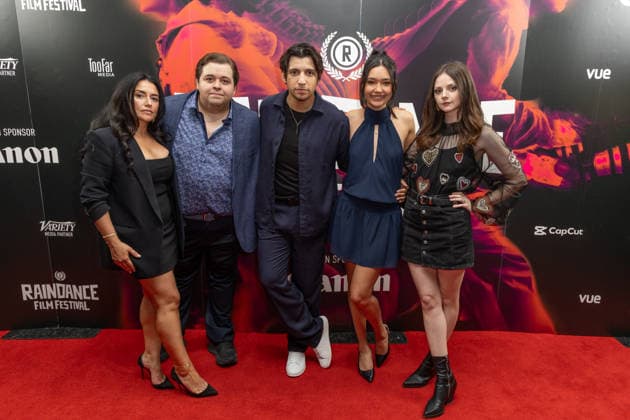 LUCKY WEEKEND Film World Premiere in London - 22 Jun 2026 (L-R), Marlene Vieira Leslie, Jesse Camacho, Kevin Alves, Alexa Barajas and Jessica Clement, attend the World Premiere of LUCKY WEEKEND at the 34th Raindance Festival at Vue Piccadilly, London. London United Kingdom Copyright: xPhilxLewisx xSOPAxImagesx LeslieCamachoAlvesBarajasClement, -7766
