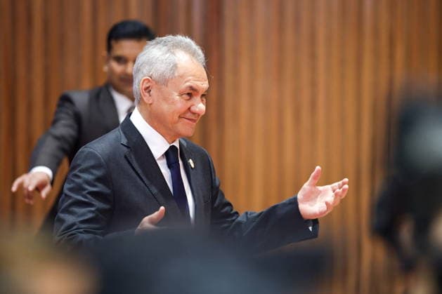 INDIA, NEW DELHI - JUNE 23, 2026: Russian Security Council Secretary Sergei Shoigu attends the BRICS National Security Advisers Meeting. Mikhail Tereshchenko TASS  94167417