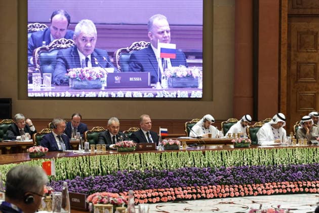 INDIA, NEW DELHI - JUNE 23, 2026: Russian Security Council Secretary Sergei Shoigu attends the BRICS National Security Advisers Meeting. Mikhail Tereshchenko TASS  94165971