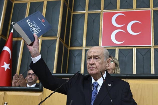Turkiye s Nationalist Movement Party (MHP) Group Meeting ANKARA, TURKIYE - JUNE 23: Turkiye s Nationalist Movement Party (MHP) leader Devlet Bahceli makes a speech showing a book during his party s group meeting at the Grand National Assembly of Turkiye in Ankara, Turkiye, on June 23, 2026. Dogukan Keskinkilic Anadolu Ankara Turkey. Editorial use only. Please get in touch for any other usage.  Copyright: x2026xAnadoluxDogukanxKeskinkilicx