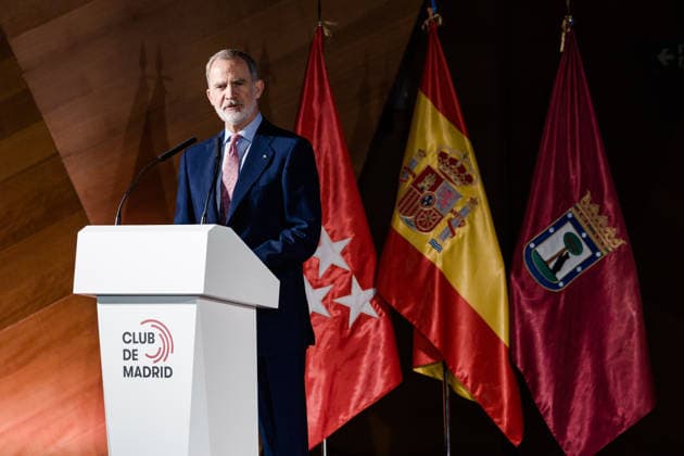 The King Presides Over the Club de Madrid’s Annual Policy Dialogue King Felipe VI during the Club de Madrid’s 2026 Annual Policy Dialogue at the Palacio de Cibeles on June 23, 2026, in Madrid, Spain. King Felipe VI presides over the Club of Madrid’s Annual Policy Dialogue on governance and the provision of global public goods in a fragmented world, coinciding with the 25th anniversary of the organization’s founding conference. The event brings together former democratic heads of state and government, experts, and influential stakeholders to address some of the most pressing challenges facing democracy and international cooperation. JUNE 23, 2026 Carlos Lujá Madrid, Spain,detected_source_language  Copyright: xCarlosxLujanx 7616520