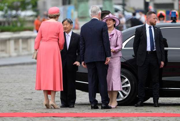 State Visit of the Emperor and the Empress of Japan to Belgium BRUSSELS, BELGIUM - JUNE 23 : King Philippe - Filip of Belgium, Queen Mathilde of Belgium; Emperor Naruhito of Japan and Empress Masako of Japan pictured during the Official Welcome Ceremony at the Place des Palais Paleizenplein during the state visit of the Emperor and Empress of Japan to Belgium, on June 23, 2026 in Brussels, Belgium, 23 06 2026 Brussels Belgium  Copyright: xPhilipxReynaersx