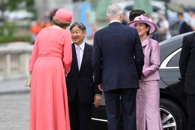 State Visit of the Emperor and the Empress of Japan to Belgium BRUSSELS, BELGIUM - JUNE 23 : King Philippe - Filip of Belgium, Queen Mathilde of Belgium; Emperor Naruhito of Japan and Empress Masako of Japan pictured during the Official Welcome Ceremony at the Place des Palais Paleizenplein during the state visit of the Emperor and Empress of Japan to Belgium, on June 23, 2026 in Brussels, Belgium, 23 06 2026 Brussels Belgium  Copyright: xPhilipxReynaersx