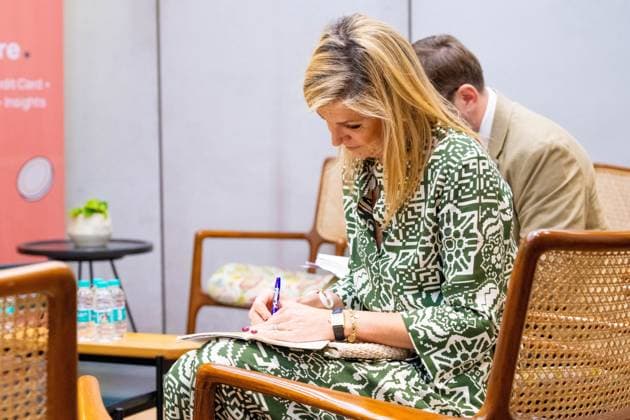 Mumbai, The Netherlands, 2026-06-23 09:39:51 MUMBAI, 23-06-2026, Her Majesty Queen Maxima visits the Republic of India from Tuesday 23 to Thursday 25 June at the invitation of the Government of India as Special Advocate of the UN Secretary-General for Financial Health (UNSGSA) PHOTO: NLBeeld Credit: NL Beeld Patrick van Emst  Copyright: xx x