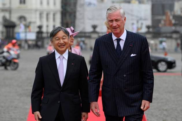 State Visit of the Emperor and the Empress of Japan to Belgium BRUSSELS, BELGIUM - JUNE 23 : King Philippe - Filip of Belgium, Queen Mathilde of Belgium; Emperor Naruhito of Japan and Empress Masako of Japan pictured during the Official Welcome Ceremony at the Place des Palais Paleizenplein during the state visit of the Emperor and Empress of Japan to Belgium, on June 23, 2026 in Brussels, Belgium, 23 06 2026 Brussels Belgium  Copyright: xPhilipxReynaersx