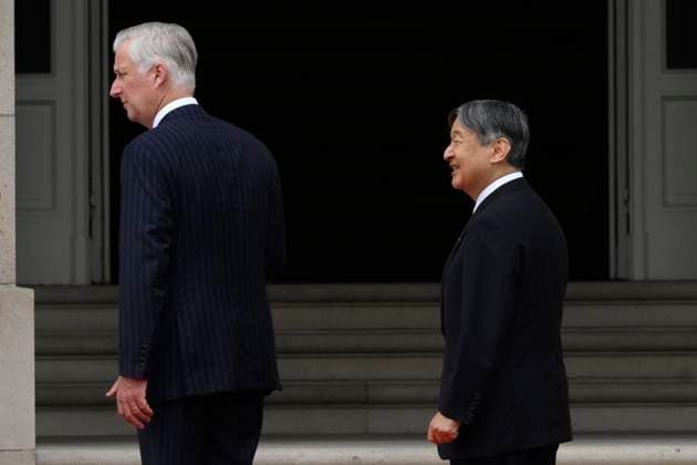 State Visit of the Emperor and the Empress of Japan to Belgium BRUSSELS, BELGIUM - JUNE 23 : King Philippe - Filip of Belgium and Emperor Naruhito of Japan pictured during the Official Welcome Ceremony at the Place des Palais Paleizenplein during the state visit of the Emperor and Empress of Japan to Belgium, on June 23, 2026 in Brussels, Belgium, 23 06 2026 Brussels Belgium  Copyright: xPhilipxReynaersx