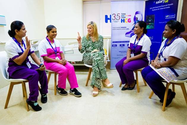 Mumbai, The Netherlands, 2026-06-23 11:26:43 MUMBAI, 23-06-2026, Her Majesty Queen Maxima visits the Republic of India from Tuesday 23 to Thursday 25 June at the invitation of the Government of India as Special Advocate of the UN Secretary-General for Financial Health (UNSGSA) PHOTO: NLBeeld Credit: NL Beeld Patrick van Emst  Copyright: xx x