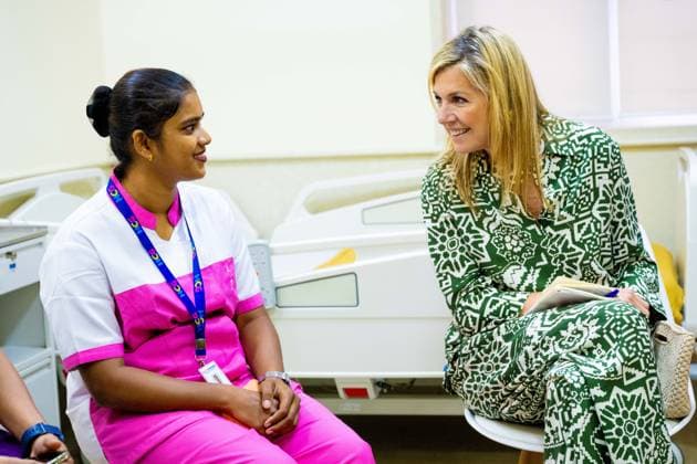 Mumbai, The Netherlands, 2026-06-23 11:27:11 MUMBAI, 23-06-2026, Her Majesty Queen Maxima visits the Republic of India from Tuesday 23 to Thursday 25 June at the invitation of the Government of India as Special Advocate of the UN Secretary-General for Financial Health (UNSGSA) PHOTO: NLBeeld Credit: NL Beeld Patrick van Emst  Copyright: xx x