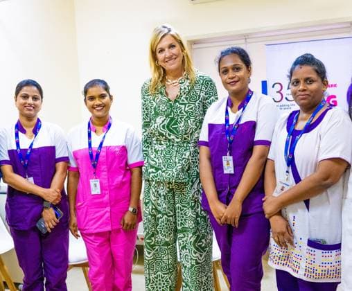 Mumbai, The Netherlands, 2026-06-23 11:44:39 MUMBAI, 23-06-2026, Her Majesty Queen Maxima visits the Republic of India from Tuesday 23 to Thursday 25 June at the invitation of the Government of India as Special Advocate of the UN Secretary-General for Financial Health (UNSGSA) PHOTO: NLBeeld Credit: NL Beeld Patrick van Emst  Copyright: xx x