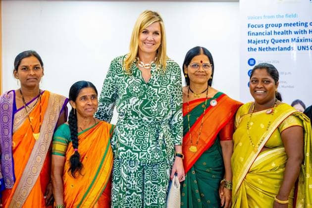 Mumbai, The Netherlands, 2026-06-23 12:54:51 MUMBAI, 23-06-2026, Her Majesty Queen Maxima visits the Republic of India from Tuesday 23 to Thursday 25 June at the invitation of the Government of India as Special Advocate of the UN Secretary-General for Financial Health (UNSGSA) PHOTO: NLBeeld Credit: NL Beeld Patrick van Emst  Copyright: xx x