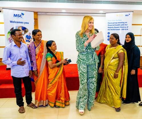 Mumbai, The Netherlands, 2026-06-23 12:54:55 MUMBAI, 23-06-2026, Her Majesty Queen Maxima visits the Republic of India from Tuesday 23 to Thursday 25 June at the invitation of the Government of India as Special Advocate of the UN Secretary-General for Financial Health (UNSGSA) PHOTO: NLBeeld Credit: NL Beeld Patrick van Emst  Copyright: xx x