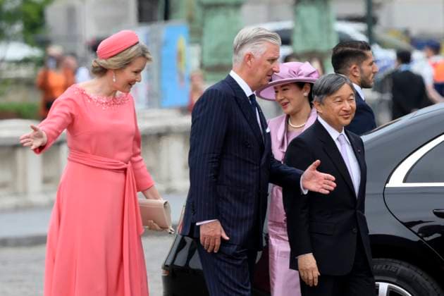 State Visit of the Emperor and the Empress of Japan to Belgium BRUSSELS, BELGIUM - JUNE 23 : King Philippe - Filip of Belgium, Queen Mathilde of Belgium; Emperor Naruhito of Japan and Empress Masako of Japan pictured during the Official Welcome Ceremony at the Place des Palais Paleizenplein during the state visit of the Emperor and Empress of Japan to Belgium, on June 23, 2026 in Brussels, Belgium, 23 06 2026 Brussels Belgium  Copyright: xPhilipxReynaersx
