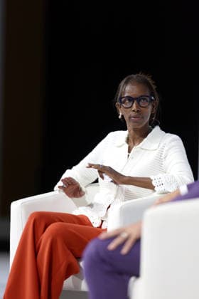 Konstantin Kisin interviews Ayaan Hirsi Ali at the Alliance for Responsible Citizenship Conference 2026. Image Licensed to Parsons Media. 23 06 2026. London, United Kingdom. The Alliance for Responsible Citizenship Conference 2026. Olympia London.  Copyright: xAndrewxParsonsx xParsonsxMediax PAR-9216-0026