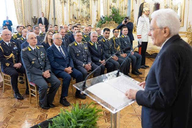 June 23, 2026, Rome, Rome, Italy: President of the Republic Sergio Mattarella during a meeting with representatives of the Guardia di Finanza, marking the 252nd anniversary of the Corps establishment. Rome, June 23, 2026 *** Local Caption *** Il Presidente della Repubblica Sergio Mattarella in occasione dell incontro con una rappresentanza della Guardia di Finanza, in occasione del 252Ã‚Â° anniversario della costituzione del Corpo Rome Italy  - ZUMAa289 20260623_zia_a289_030 Copyright: xFrancescoxAmmnedolax xAgfx