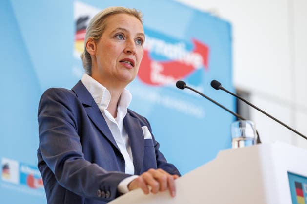 Statement AfD Alice Weidel (AfD), bei einem Statement der AfD am 23.06.26 in Berlin. Berlin Berlin Deutschland Reichstag *** Statement by AfDs Alice Weidel, during an AfD press conference on June 23, 2026, in Berlin, Berlin, Berlin, Germany, at the Reichstag,detected_source_language