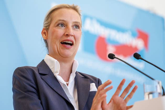 Statement AfD Alice Weidel (AfD), bei einem Statement der AfD am 23.06.26 in Berlin. Berlin Berlin Deutschland Reichstag *** Statement by AfDs Alice Weidel, during an AfD press conference on June 23, 2026, in Berlin, Berlin, Berlin, Germany, at the Reichstag,detected_source_language