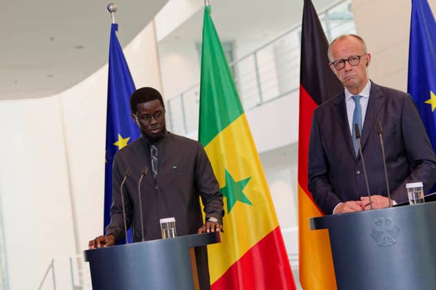 Präsident Senegals beim Bundeskanzler 2026-06-23 Deutschland, Berlin Statements zum Besuch des Präsidenten Senegals, Bassirou Diomae Faye, bei Bundeskanzler Friedrich Merz (CDU). *** President of Senegal Meets with the Federal Chancellor June 23, 2026, Berlin, Germany Statements on the visit of the President of Senegal, Bassirou Diomae Faye, to Federal Chancellor Friedrich Merz (CDU),detected_source_language